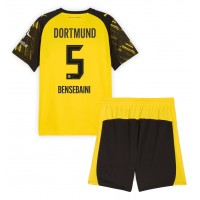 Stroje piłkarskie Borussia Dortmund Ramy Bensebaini #5 Koszulka Podstawowej dla dzieci 2025-26 Krótki Rękaw (+ szorty)